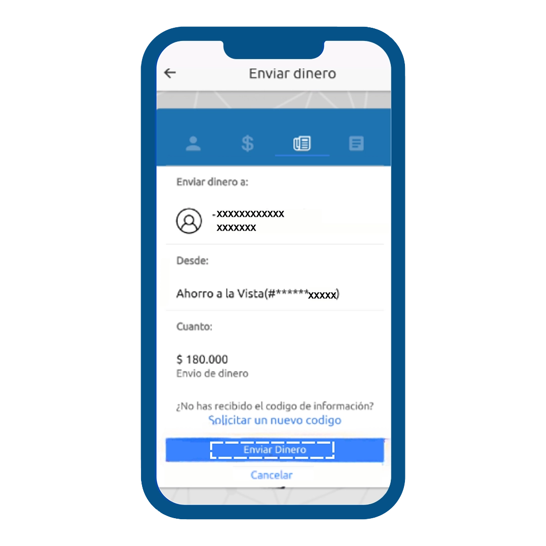 Envío del código de seguridad