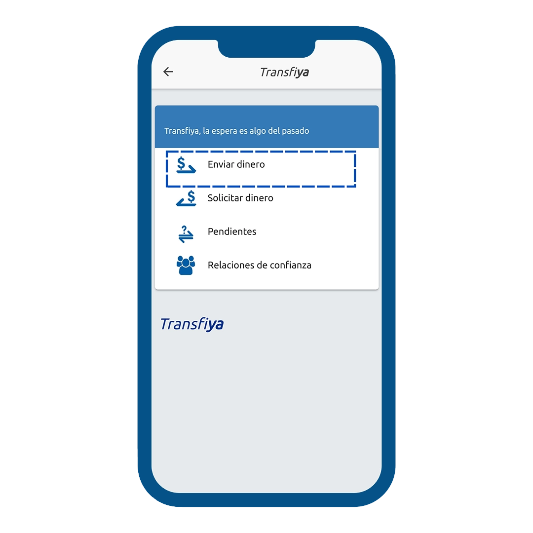  Opción “enviar dinero” por transfiYA