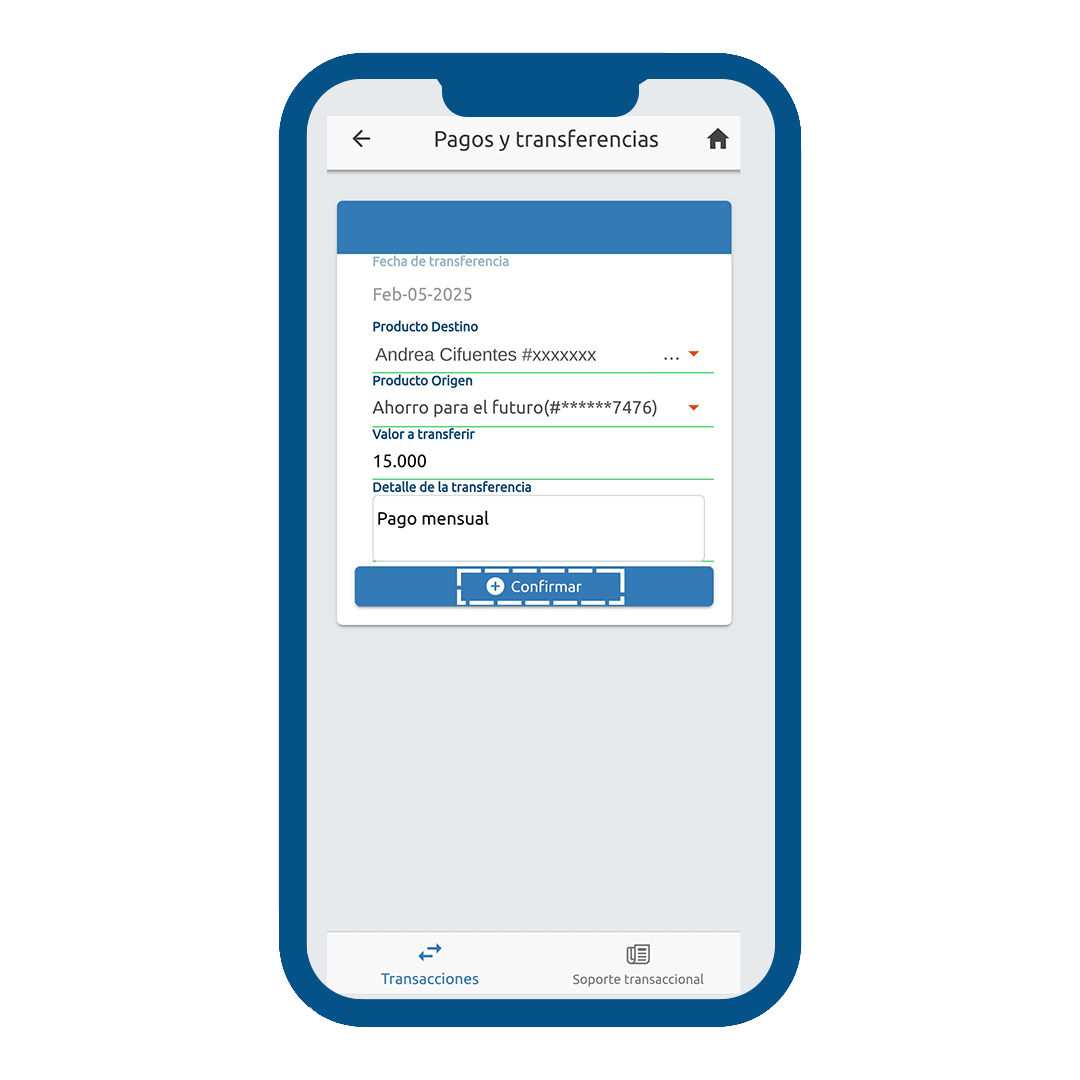 Transferencias Cooprofesores Paso 11 para transferencias de Cooprofesores desde la App