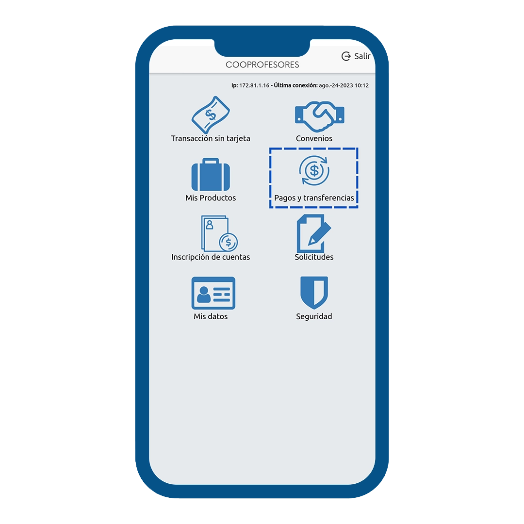 Transferencias Cooprofesores Paso 4 para transferencias de Cooprofesores desde la App