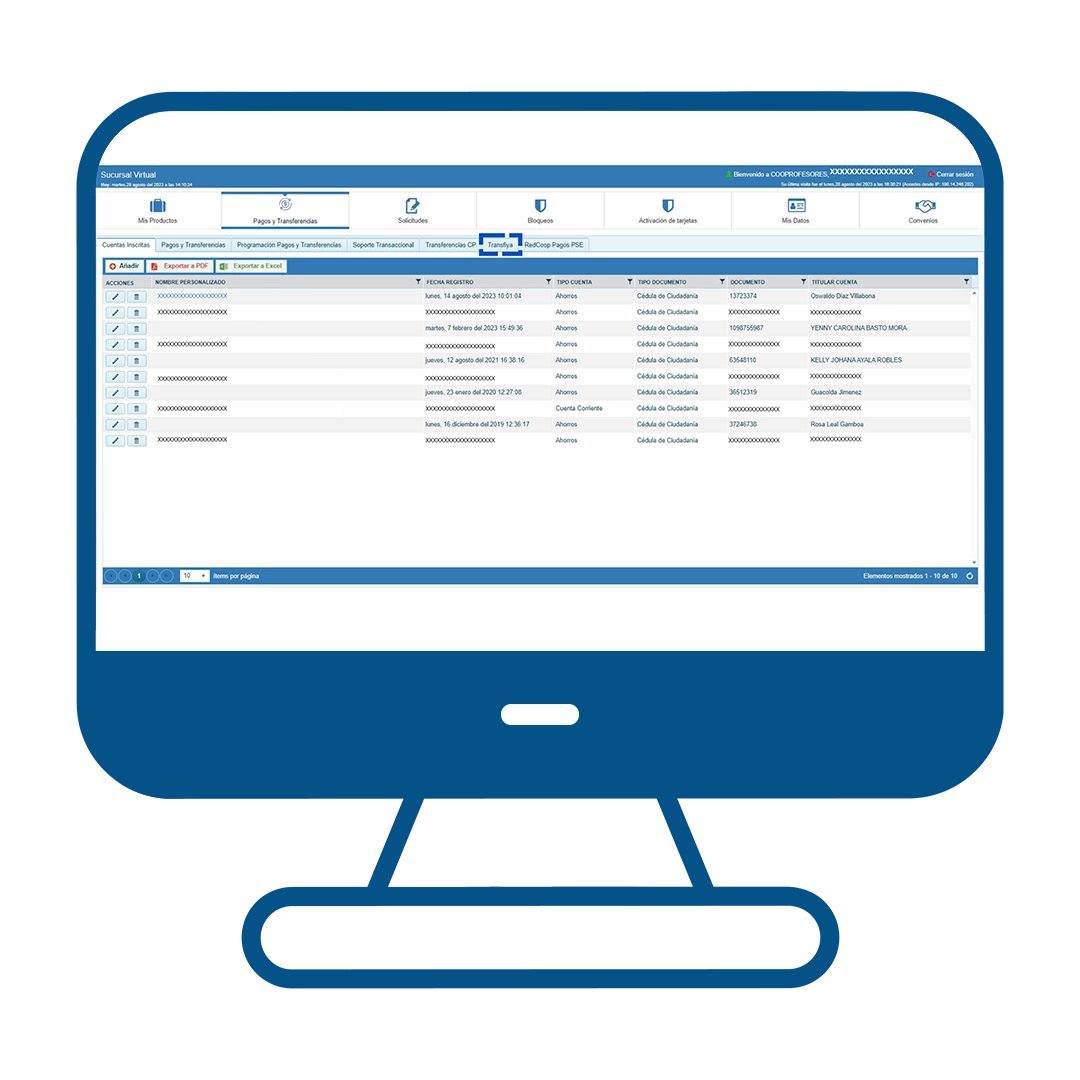 Paso 10 del instructivo para enviar dinero en Transfiya desde el Multiportal Banca Maestra