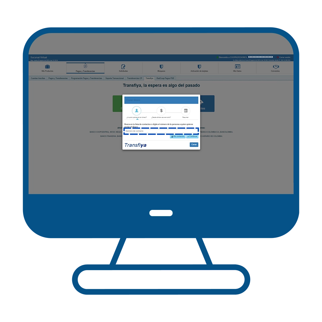 Paso 12 del instructivo para enviar dinero en Transfiya desde el Multiportal Banca Maestra