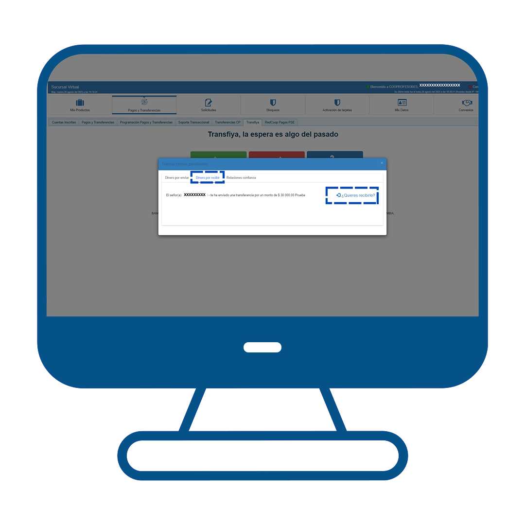 Paso 12 del instructivo para recibir dinero en Transfiya desde el Multiportal Banca Maestra