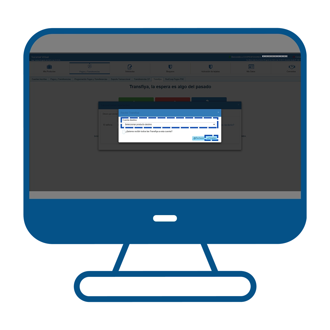 Paso 13 del instructivo para recibir dinero en Transfiya desde el Multiportal Banca Maestra