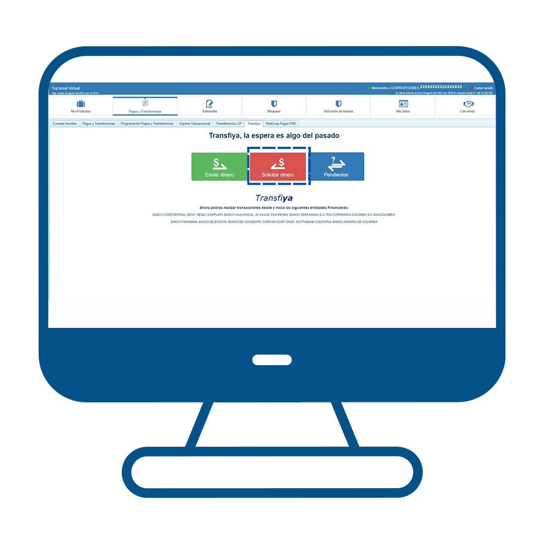  Paso 11 del instructivo para solicitar dinero en Transfiya desde el Multiportal Banca Maestra